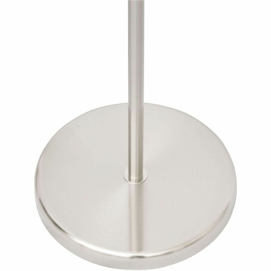 Lorell LED Contemporary Floor Lamp - 65" Height - 12" Width - 10 W LED Bulb - Brushed Nickel - Floor-mountable - Silver - for Living Room, Office, Lobby