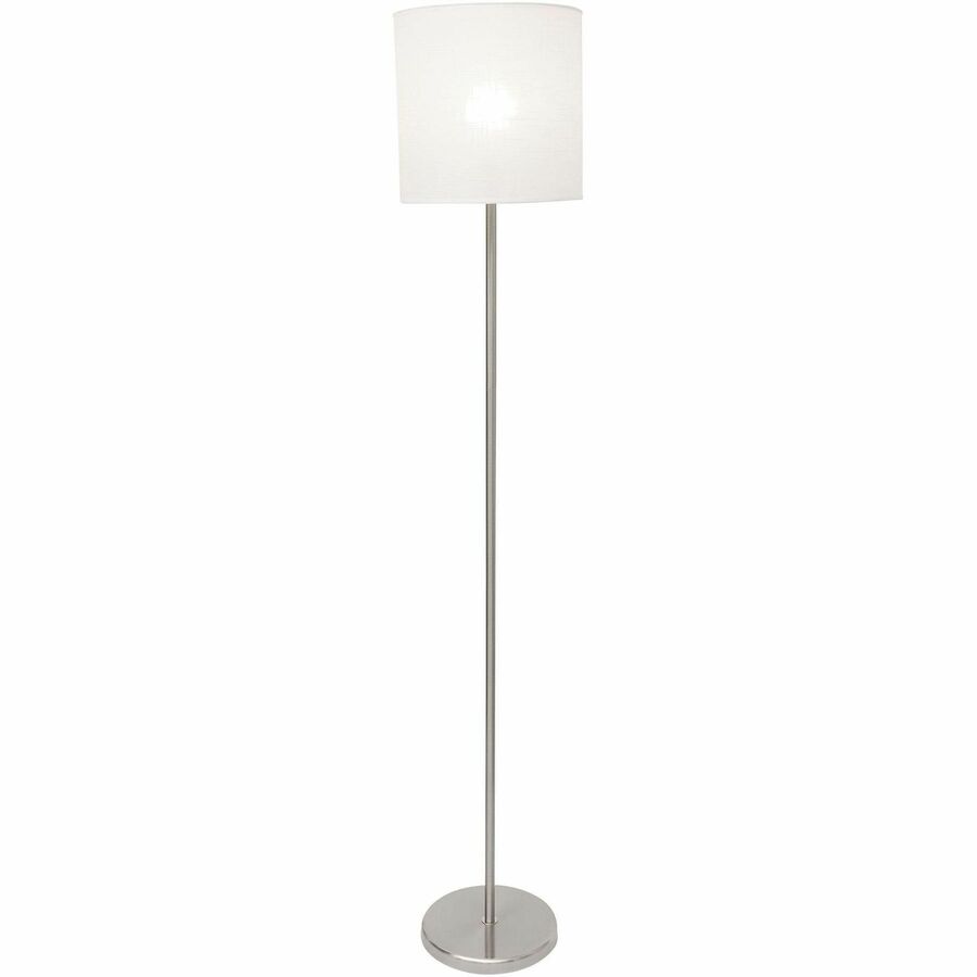 Lorell LED Contemporary Floor Lamp - 65" Height - 12" Width - 10 W LED Bulb - Brushed Nickel - Floor-mountable - Silver - for Living Room, Office, Lobby