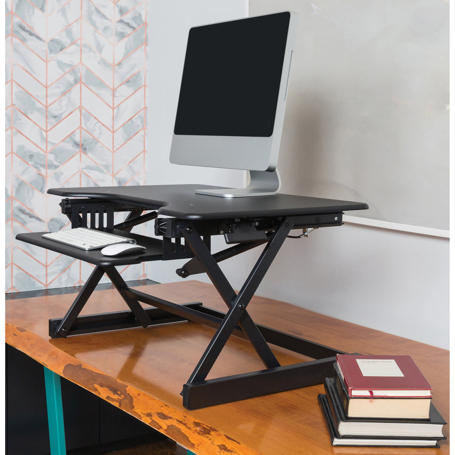 lorell-adjustable-desk-riser-plus-40-lb-load-capacity-32-width-x-205-depth-desktop-black-ergonomic_llr99983 - 2