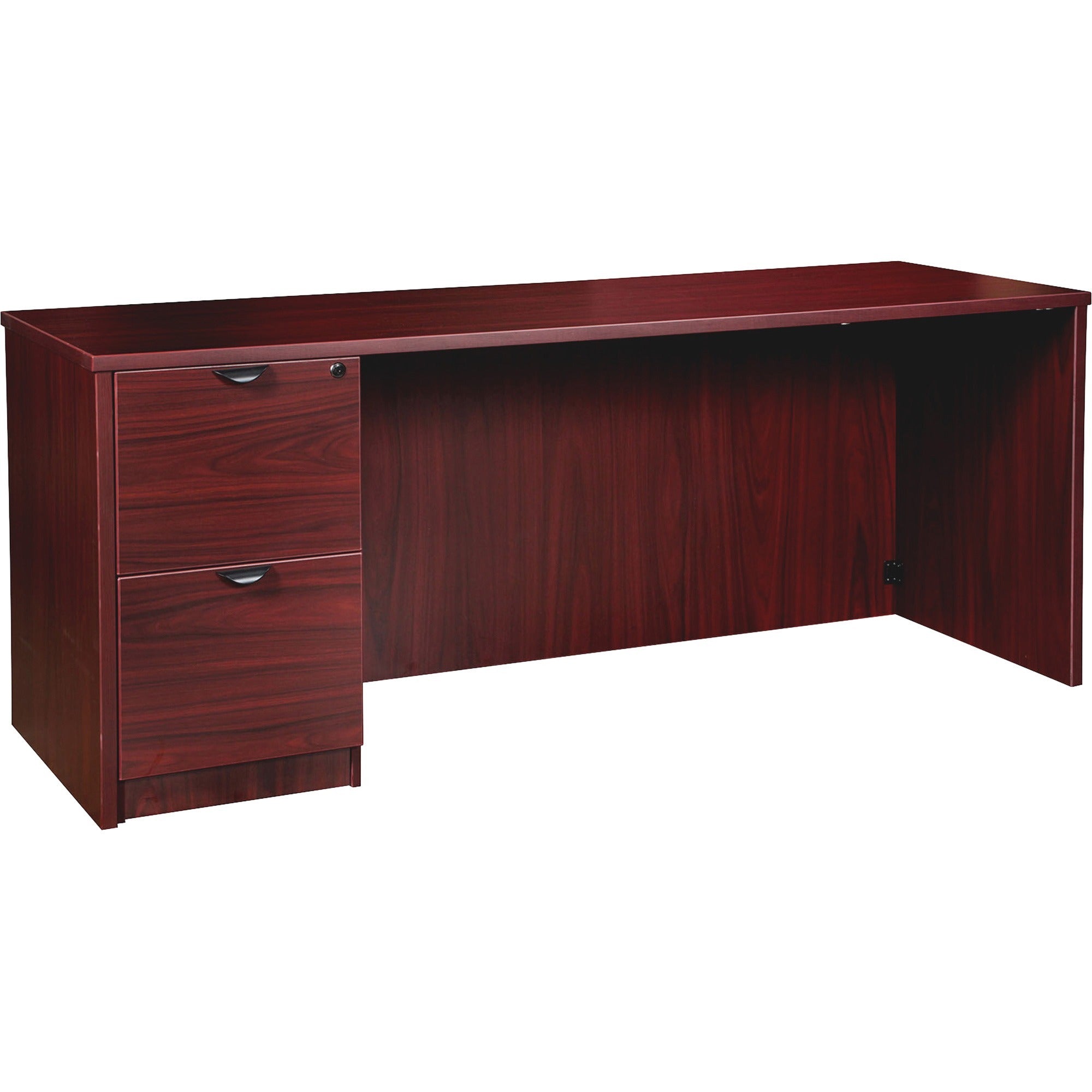 lorell-prominence-20-left-pedestal-credenza-66-x-2429--1-top-2-x-file-drawers-single-pedestal-on-left-side-band-edge-material-particleboard-finish-thermofused-melamine-tfm_llrpc2466lmy - 1