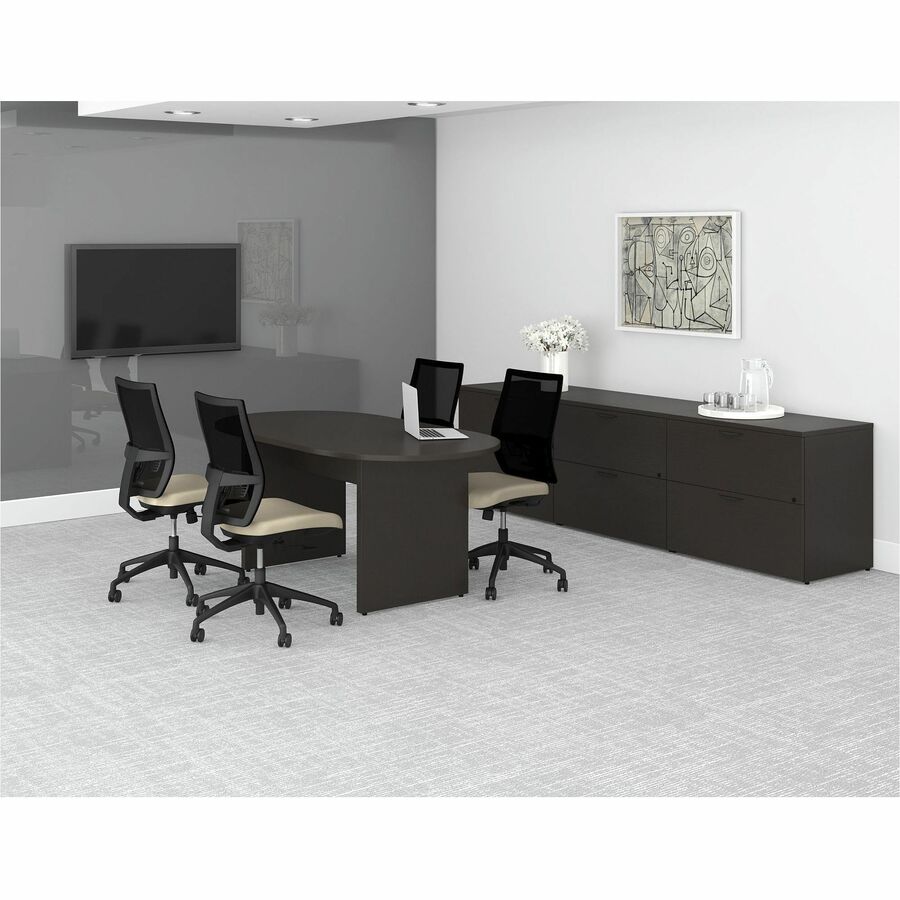 Lorell Prominence 2.0 Right-Pedestal Credenza - 72" x 24"29" , 1" Top - 2 x File Drawer(s) - Single Pedestal on Right Side - Band Edge - Material: Particleboard - Finish: Espresso Laminate, Thermofused Melamine (TFM)