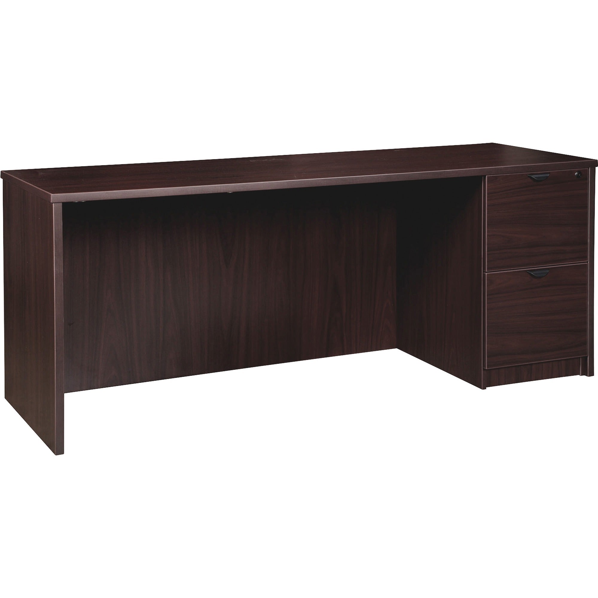 Lorell Prominence 2.0 Right-Pedestal Credenza - 72" x 24"29" , 1" Top - 2 x File Drawer(s) - Single Pedestal on Right Side - Band Edge - Material: Particleboard - Finish: Espresso Laminate, Thermofused Melamine (TFM)