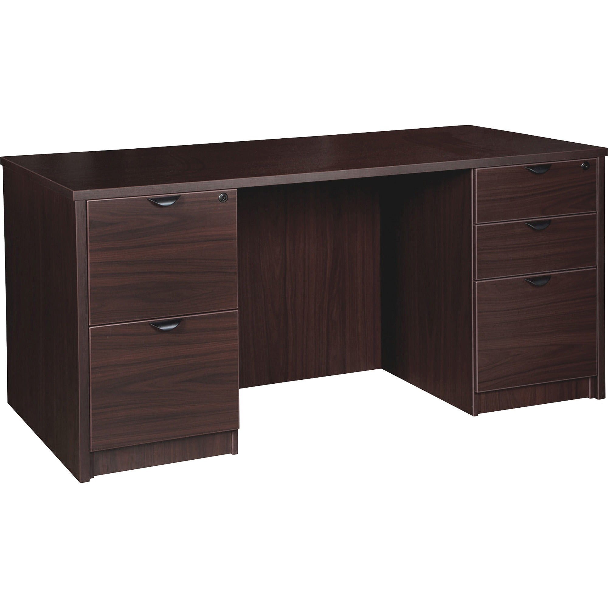 lorell-prominence-20-double-pedestal-desk-1-top-60-x-3029-5-x-file-box-drawers-double-pedestal-on-left-right-side-band-edge-material-particleboard-finish-espresso-laminate-thermofused-melamine-tfm_llrpd3060dpes - 1