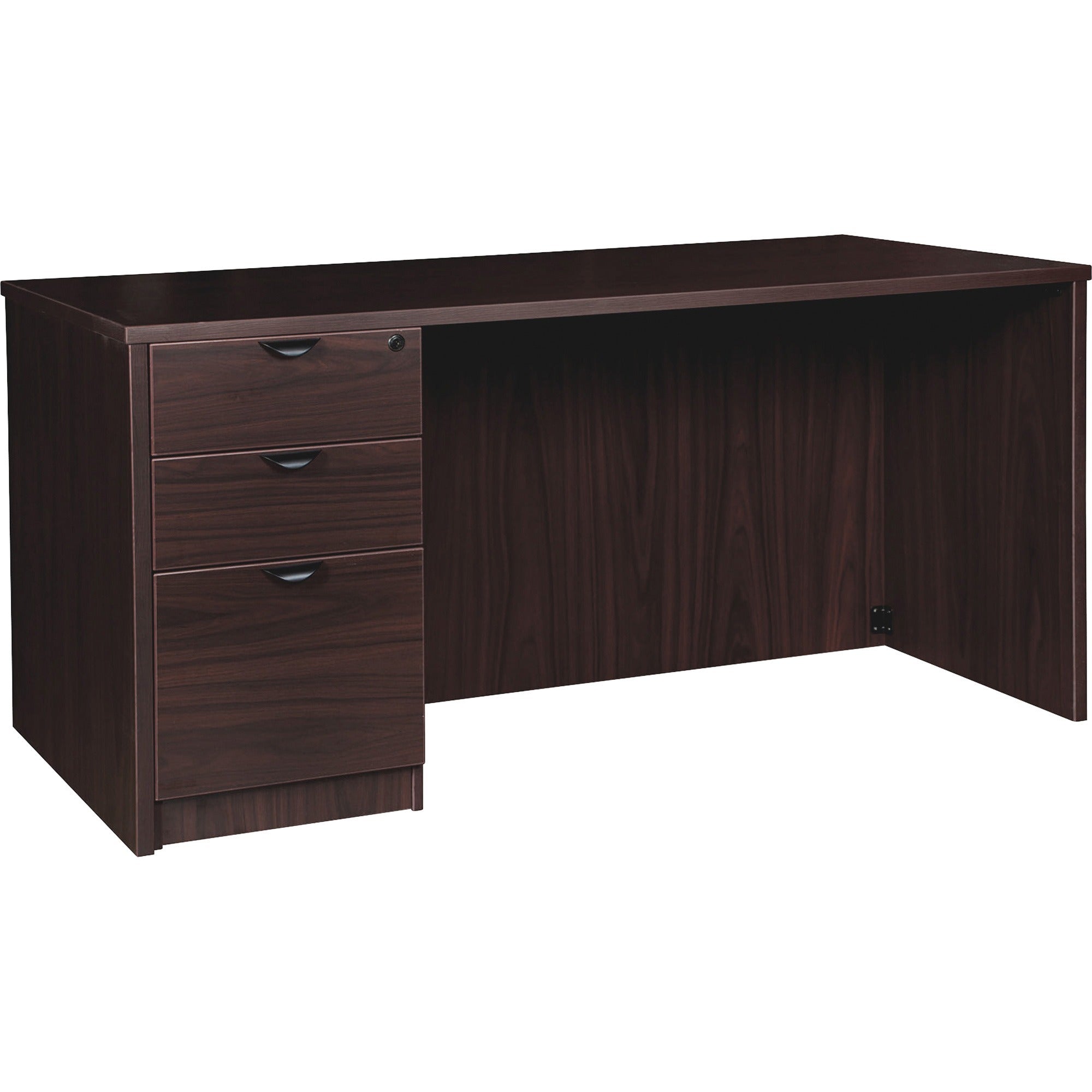 lorell-prominence-20-left-pedestal-desk-1-top-60-x-3029-3-x-file-box-drawers-single-pedestal-on-left-side-band-edge-material-particleboard-finish-espresso-laminate-thermofused-melamine-tfm_llrpd3060lspes - 1