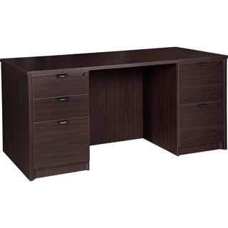 lorell-prominence-20-double-pedestal-desk-1-top-66-x-3029-5-x-file-box-drawers-double-pedestal-band-edge-material-particleboard-finish-espresso-laminate-thermofused-melamine-tfm_llrpd3066dpes - 1