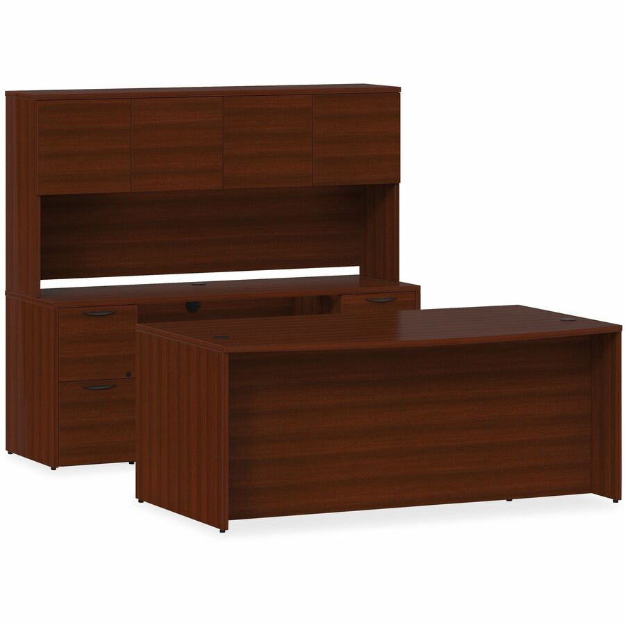 Lorell Prominence 2.0 Double-Pedestal Desk - 1" Top, 66" x 30"29" - 5 x File, Box Drawer(s) - Double Pedestal - Band Edge - Material: Particleboard - Finish: Mahogany Laminate, Thermofused Melamine (TFM)
