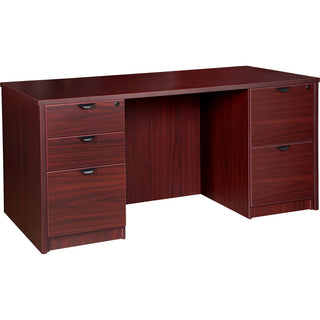 Lorell Prominence 2.0 Double-Pedestal Desk - 1" Top, 66" x 30"29" - 5 x File, Box Drawer(s) - Double Pedestal - Band Edge - Material: Particleboard - Finish: Mahogany Laminate, Thermofused Melamine (TFM)