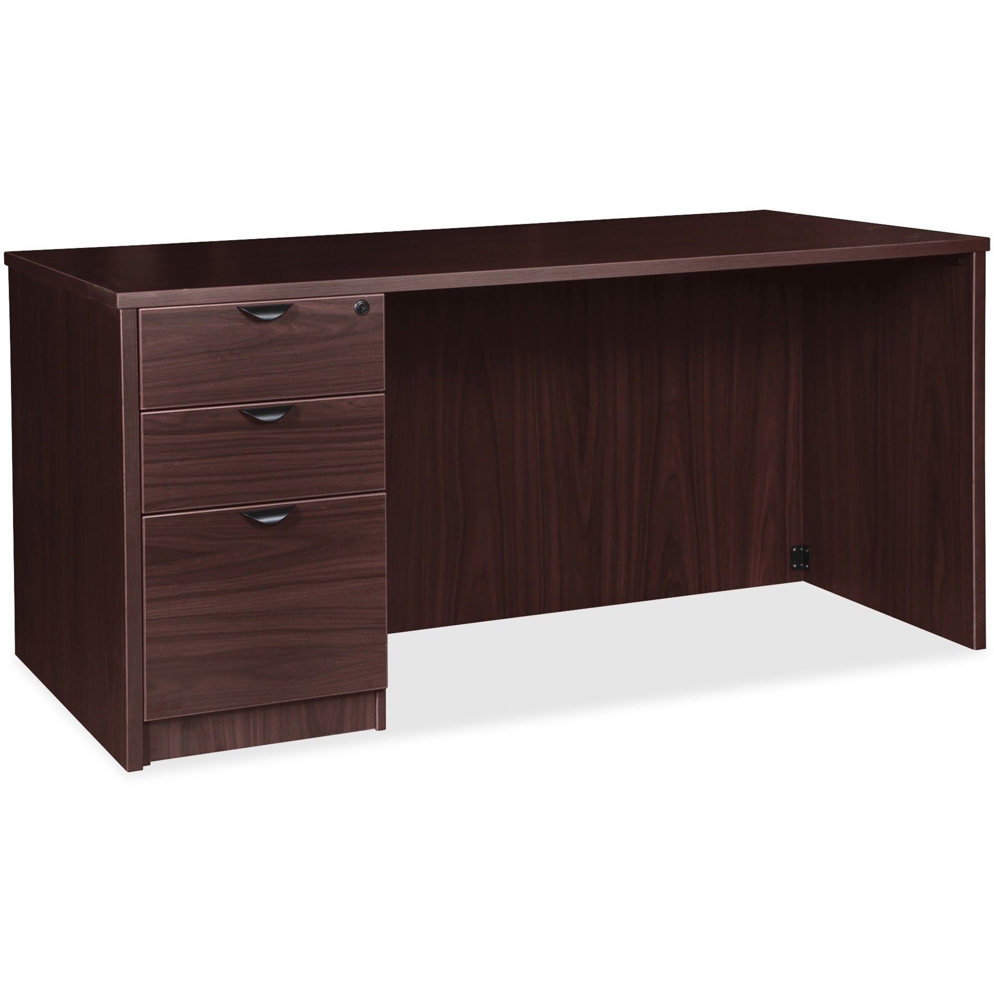 lorell-prominence-20-left-pedestal-desk-1-top-72-x-3629-3-x-file-box-drawers-single-pedestal-on-left-side-band-edge-material-particleboard-finish-espresso-laminate-thermofused-melamine-tfm_llrpd3672lspes - 1