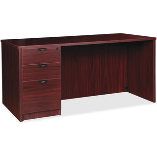 Lorell Prominence 2.0 Left-Pedestal Desk - 1" Top, 72" x 36"29" - 3 x File, Box Drawer(s) - Single Pedestal on Left Side - Band Edge - Material: Particleboard - Finish: Mahogany Laminate, Thermofused Melamine (TFM)