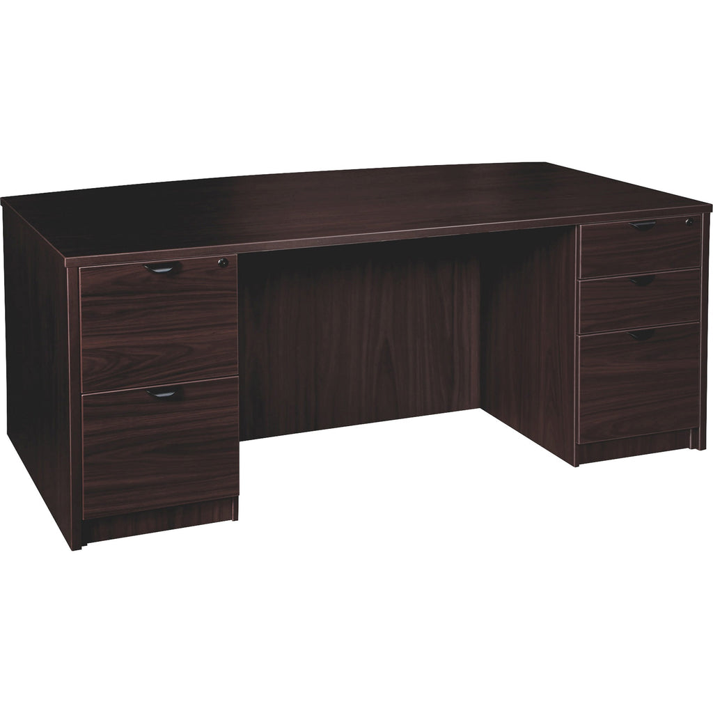 Lorell Prominence 2.0 Bowfront Double-Pedestal Desk - 1" Top, 72" x 42"29" - 5 x File, Box Drawer(s) - Double Pedestal - Band Edge - Material: Particleboard - Finish: Espresso Laminate, Thermofused Melamine (TFM)