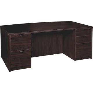 Lorell Prominence 2.0 Bowfront Double-Pedestal Desk - 1" Top, 72" x 42"29" - 5 x File, Box Drawer(s) - Double Pedestal - Band Edge - Material: Particleboard - Finish: Espresso Laminate, Thermofused Melamine (TFM)