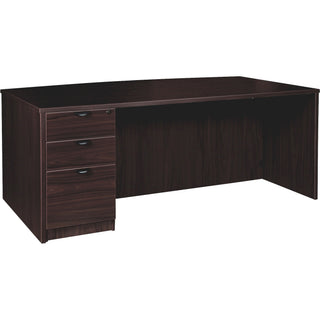 Lorell Prominence 2.0 Bowfront Left-Pedestal Desk - 1" Top, 72" x 42"29" - 3 x File, Box Drawer(s) - Single Pedestal on Left Side - Band Edge - Material: Particleboard - Finish: Espresso Laminate, Thermofused Melamine (TFM)
