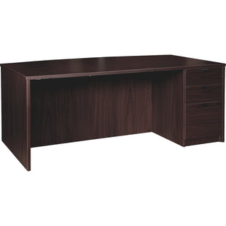 Lorell Prominence 2.0 Bowfront Right-Pedestal Desk - 1" Top, 72" x 42"29" - 3 x File, Box Drawer(s) - Single Pedestal on Right Side - Band Edge - Material: Particleboard - Finish: Espresso Laminate, Thermofused Melamine (TFM)