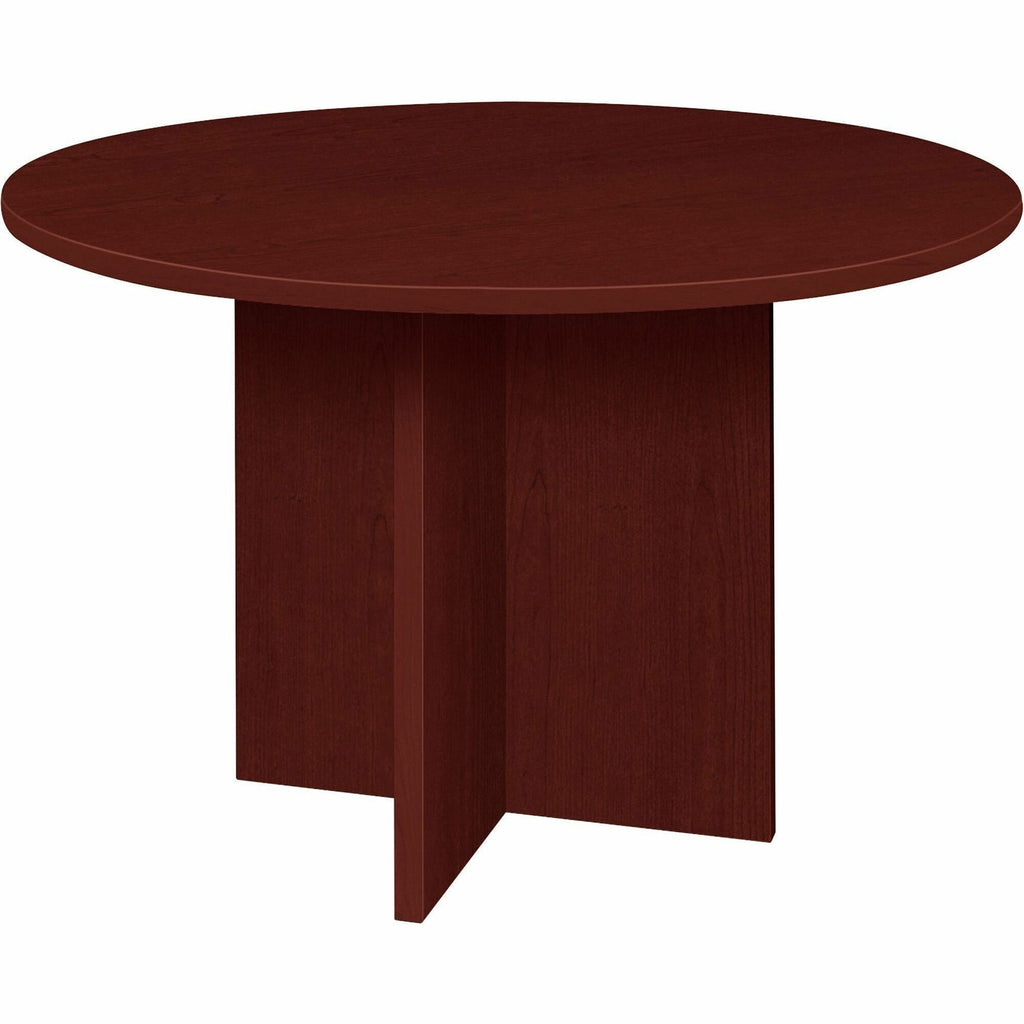 lorell-prominence-20-round-laminate-conference-table-29-x-42--1-top-01-edge-material-thermofused-melamine-tfm-particleboard-impact-resistant_llrpt42rmy - 1