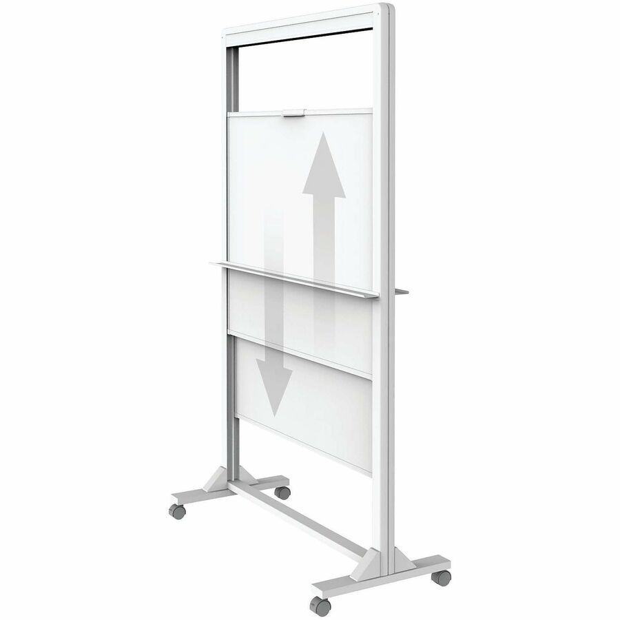 Quartet Motion Dual-Track Mobile Magnetic Dry-Erase Easel - 40" (3.3 ft) Width x 68" (5.7 ft) Height - White Painted Steel Surface - White Aluminum, Aluminum Frame - Rectangle - Horizontal - Magnetic - Assembly Required - 1 Each