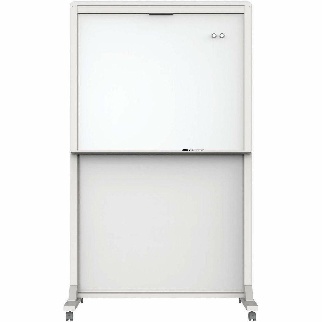 Quartet Motion Dual-Track Mobile Magnetic Dry-Erase Easel - 40" (3.3 ft) Width x 68" (5.7 ft) Height - White Painted Steel Surface - White Aluminum, Aluminum Frame - Rectangle - Horizontal - Magnetic - Assembly Required - 1 Each