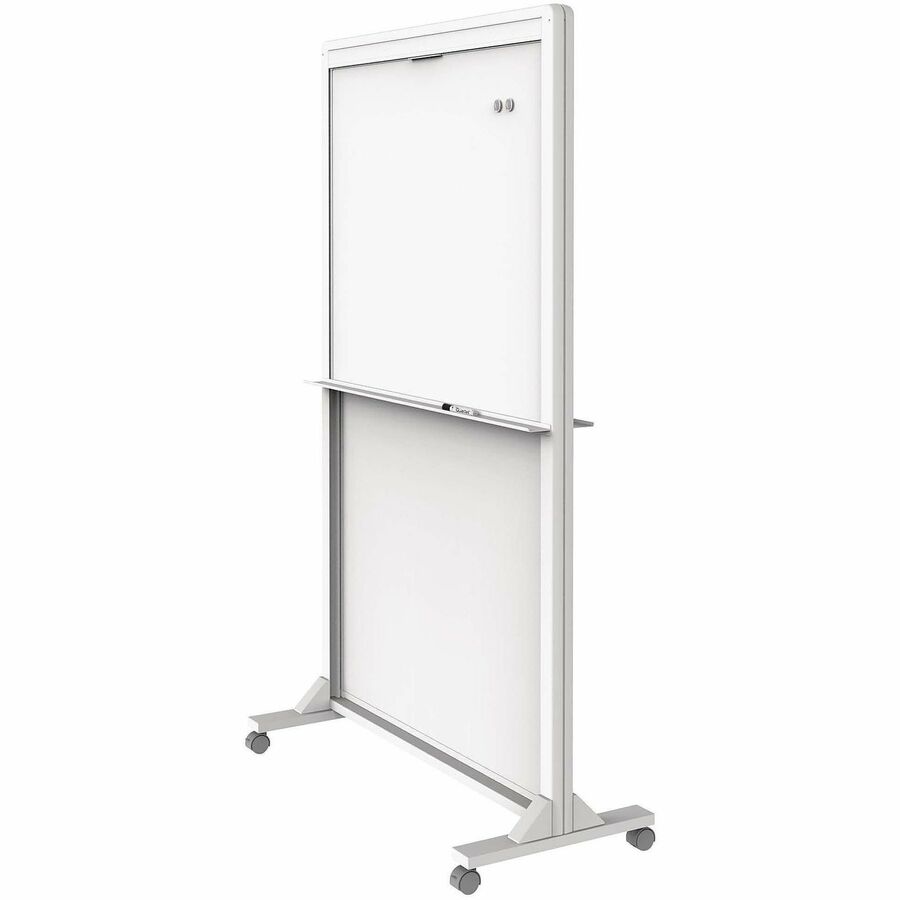 Quartet Motion Dual-Track Mobile Magnetic Dry-Erase Easel - 40" (3.3 ft) Width x 68" (5.7 ft) Height - White Painted Steel Surface - White Aluminum, Aluminum Frame - Rectangle - Horizontal - Magnetic - Assembly Required - 1 Each
