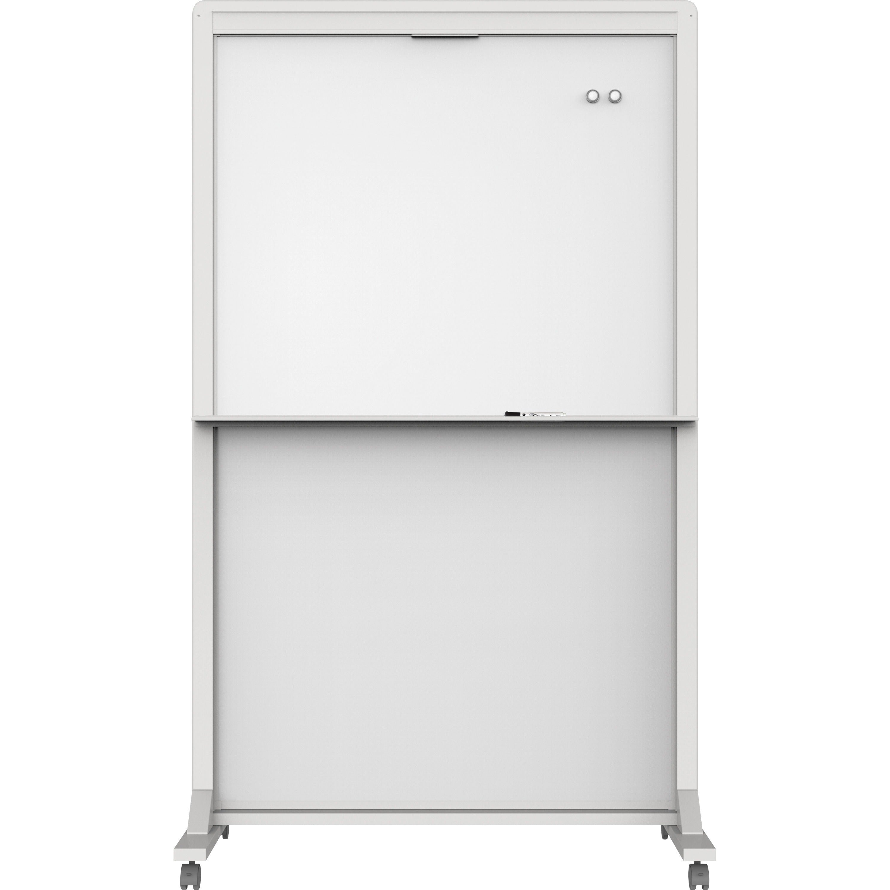 quartet-motion-dual-track-mobile-magnetic-dry-erase-easel-40-33-ft-width-x-68-57-ft-height-white-painted-steel-surface-white-aluminum-aluminum-frame-rectangle-horizontal-magnetic-assembly-required-1-each_qrtecm4068dt - 1