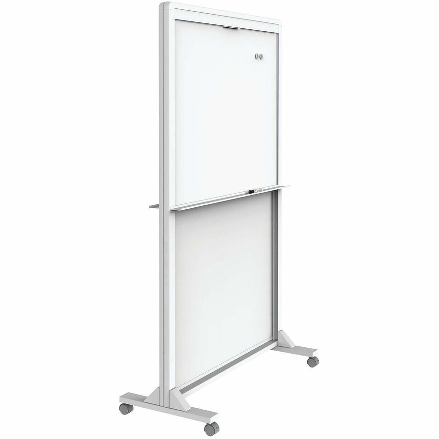 Quartet Motion Dual-Track Mobile Magnetic Dry-Erase Easel - 40" (3.3 ft) Width x 68" (5.7 ft) Height - White Painted Steel Surface - White Aluminum, Aluminum Frame - Rectangle - Horizontal - Magnetic - Assembly Required - 1 Each