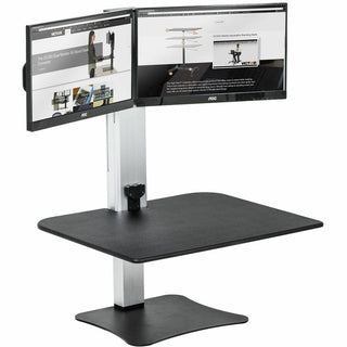 High Rise Electric Dual Monitor Standing Desk Workstation, 28" x 23" x 20.25", Black/Aluminum