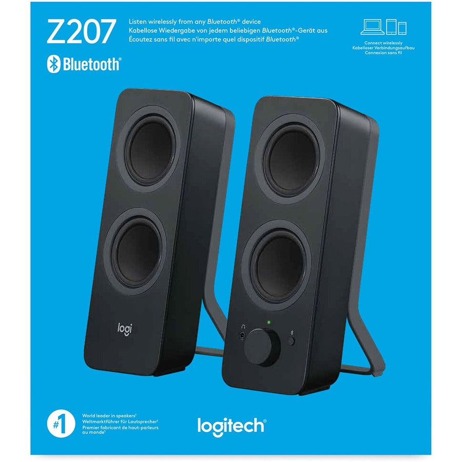 Logitech Z207 Bluetooth Speaker System - 5 W RMS - Black - 2 Pack