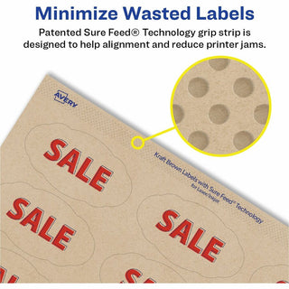 Avery Multipurpose Label - 2 1/4" Width x 1 1/8" Length - Permanent Adhesive - Oval Scallop - Laser, Inkjet - Kraft Brown - Paper - 21 / Sheet - 25 Total Sheets - 525 Total Label(s) - 5