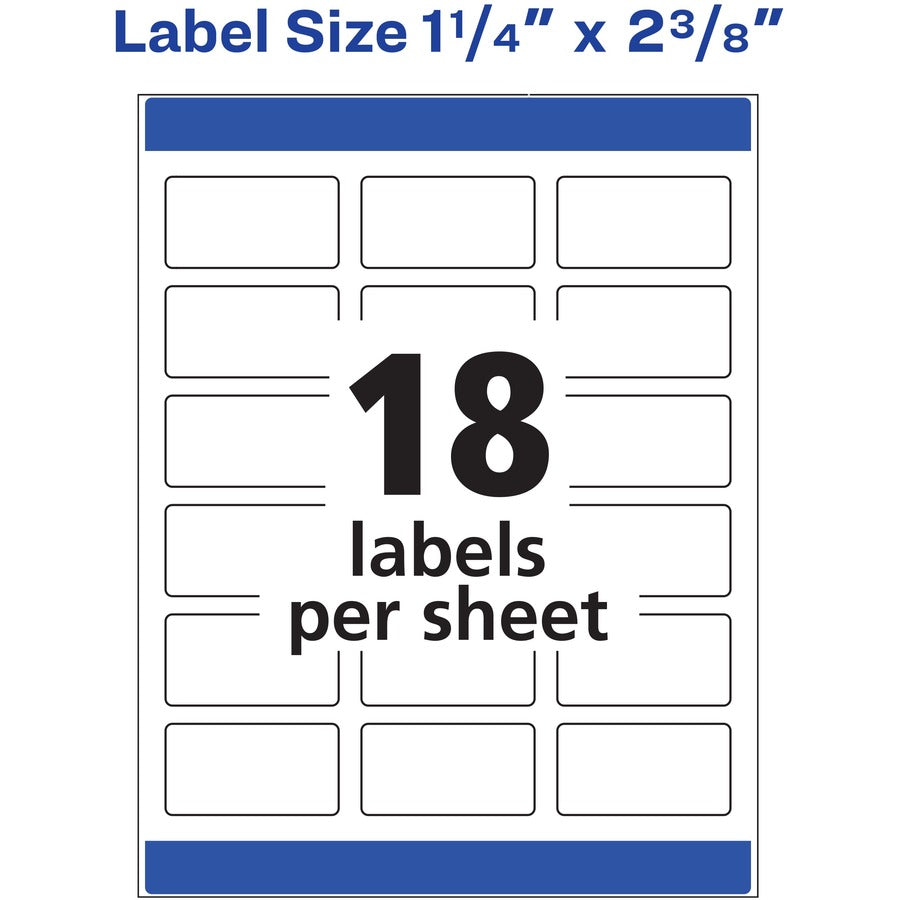 White Dissolvable Labels w/ Sure Feed, 1.25 x 2.38, White, 90/PK