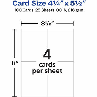 Printable Postcards, Inkjet/Laser, 74 lb, 4.25 x 5.5, Ivory, 100 Cards, 4 Cards/Sheet, 25 Sheets/Box