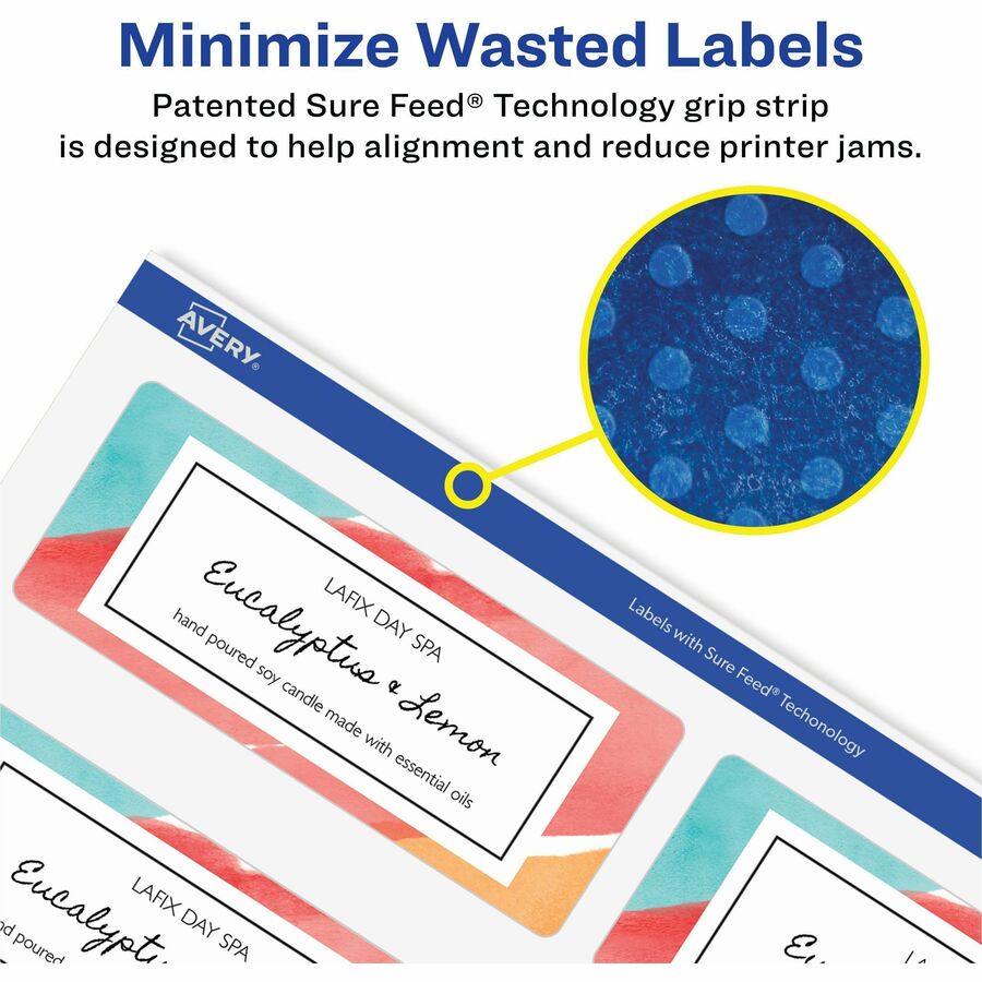 Glossy White Easy Peel Mailing Labels w/ Sure Feed Technology, Laser Printers, 2 x 4, White, 10/Sheet, 25 Sheets/Pack