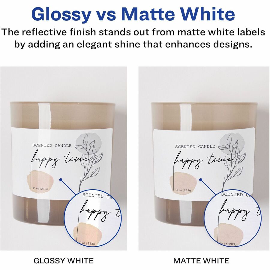 Glossy White Easy Peel Mailing Labels w/ Sure Feed Technology, Laser Printers, 2 x 4, White, 10/Sheet, 25 Sheets/Pack