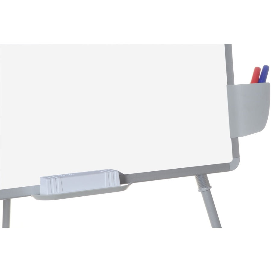 MasterVision Dry-erase Portable Tripod Easel - 29" (2.4 ft) Width x 41" (3.4 ft) Height - White Melamine Surface - Gray Aluminum Frame - Silver Stand - Rectangle - Portable, Desktop, Floor Standing - 1 Each - TAA Compliant