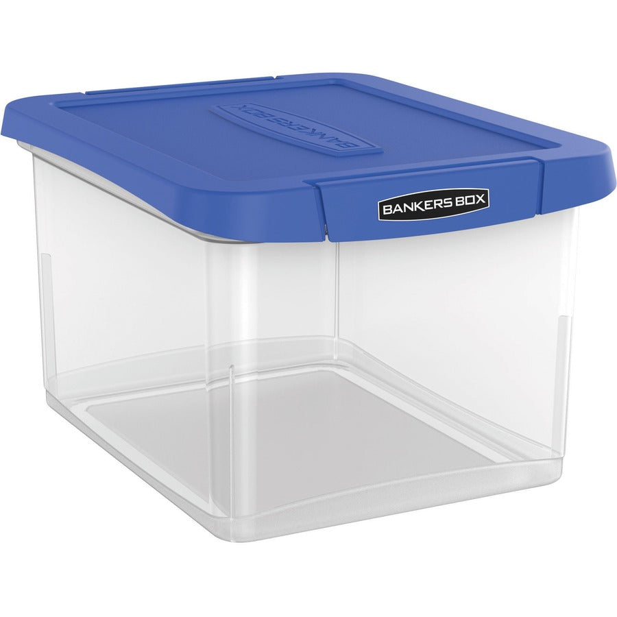 Heavy Duty Plastic File Storage, Letter/Legal Files, 14" x 17.38" x 10.5", Clear/Blue