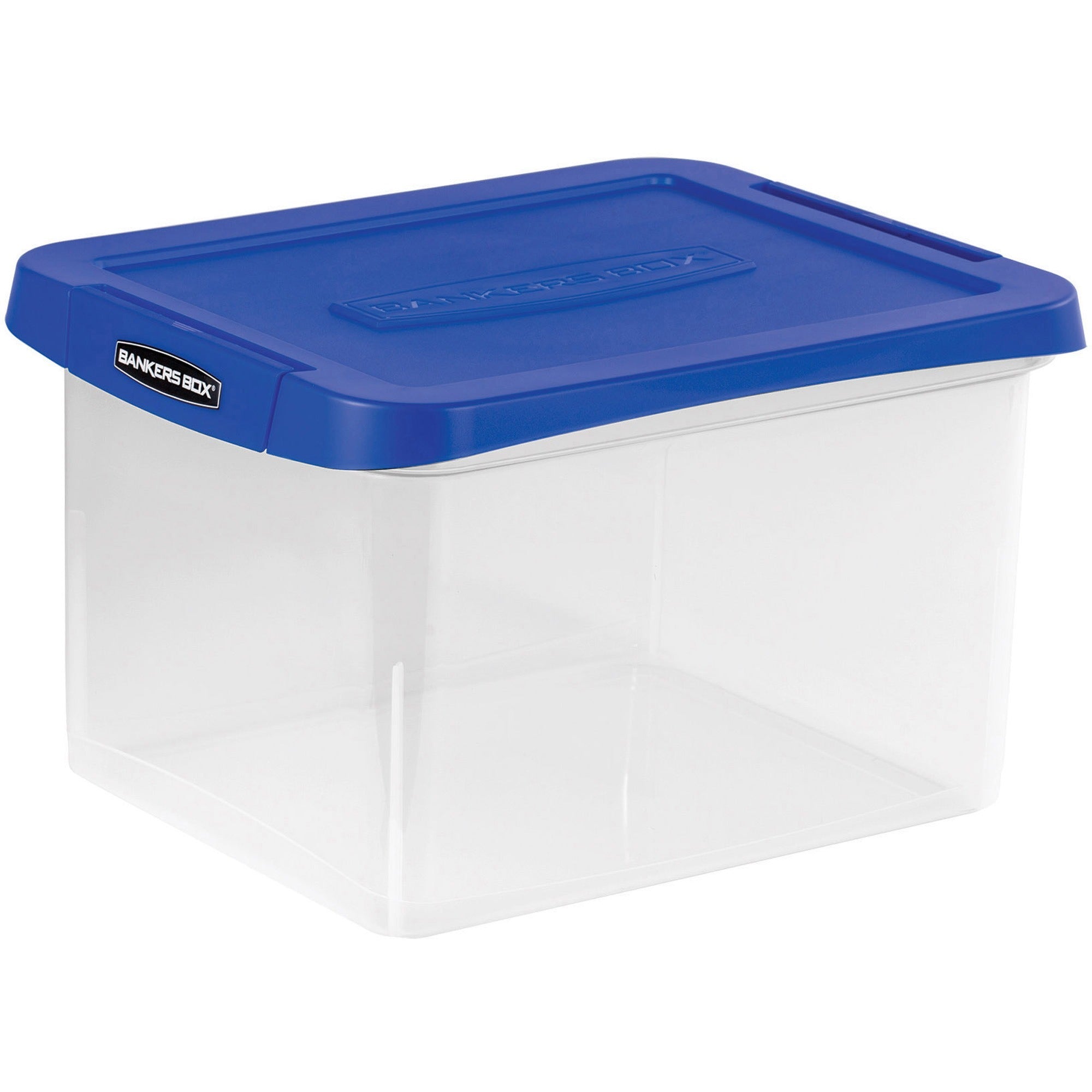 Heavy Duty Plastic File Storage, Letter/Legal Files, 14" x 17.38" x 10.5", Clear/Blue