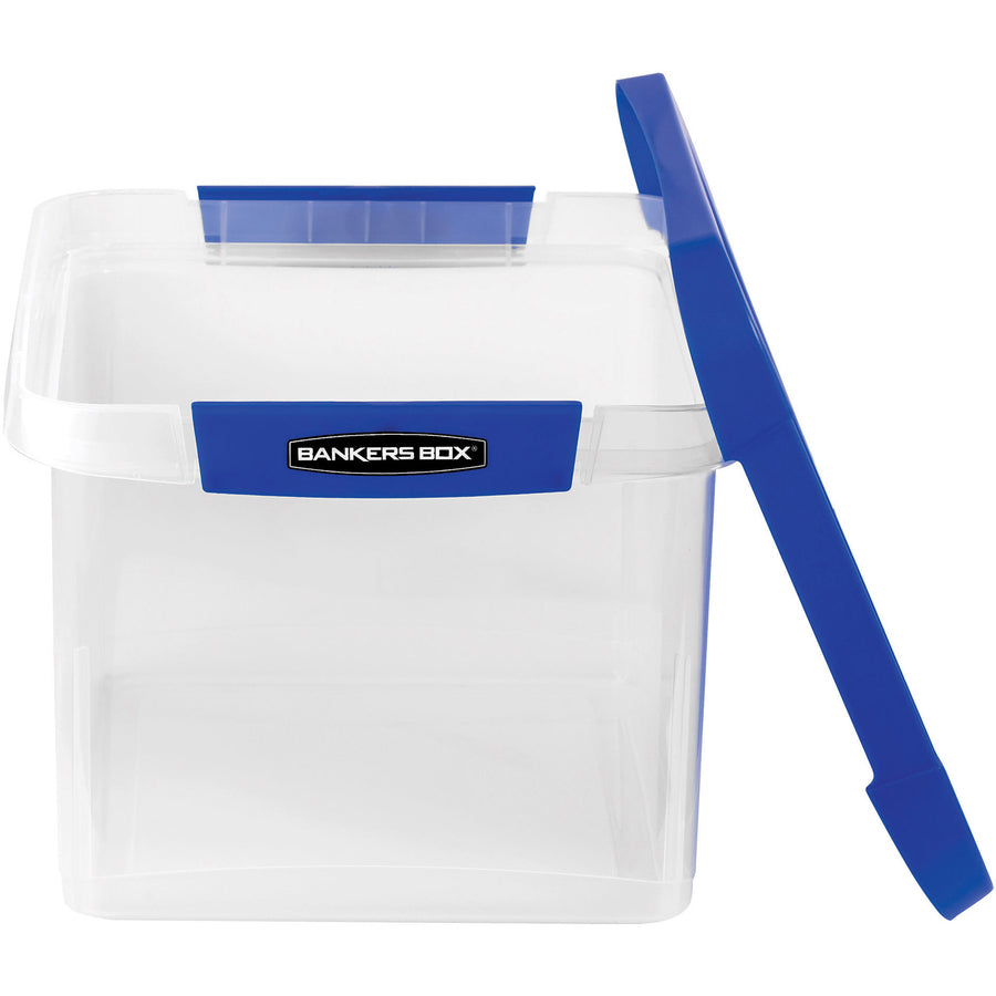 Heavy Duty Plastic File Storage, Letter/Legal Files, 14" x 17.38" x 10.5", Clear/Blue