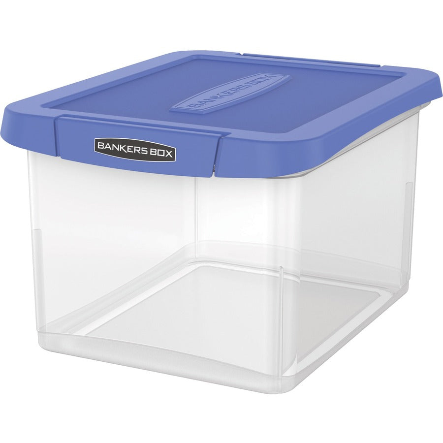 Heavy Duty Plastic File Storage, Letter/Legal Files, 14" x 17.38" x 10.5", Clear/Blue