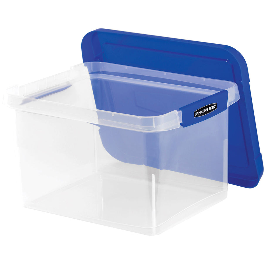Heavy Duty Plastic File Storage, Letter/Legal Files, 14" x 17.38" x 10.5", Clear/Blue