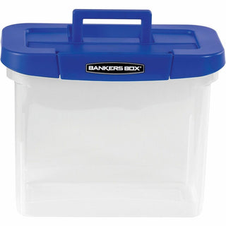 Heavy-Duty Portable File Box, Letter Files, 14.25" x 8.63" x 11.06", Clear/Blue