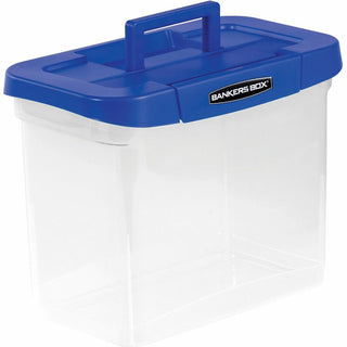 Heavy-Duty Portable File Box, Letter Files, 14.25" x 8.63" x 11.06", Clear/Blue