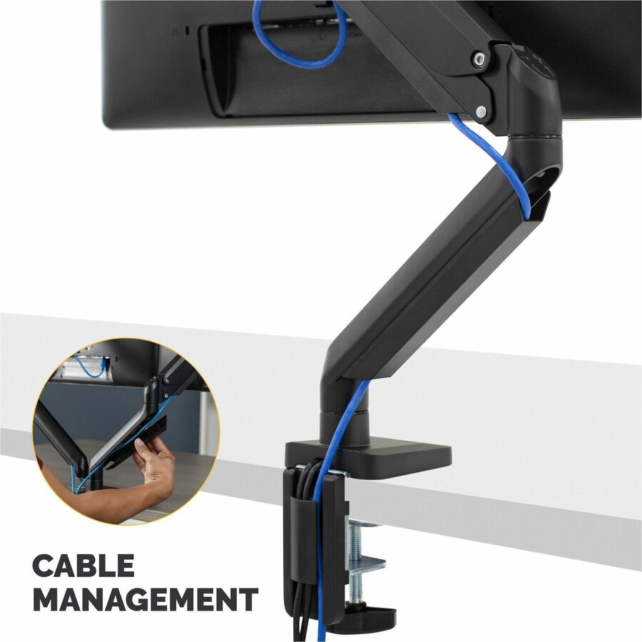 Platinum Series Single Monitor Arm, For 30" Monitors, 360 deg Rotation, 180 deg Tilt, 360 deg Pan, Black, Supports 20 lb