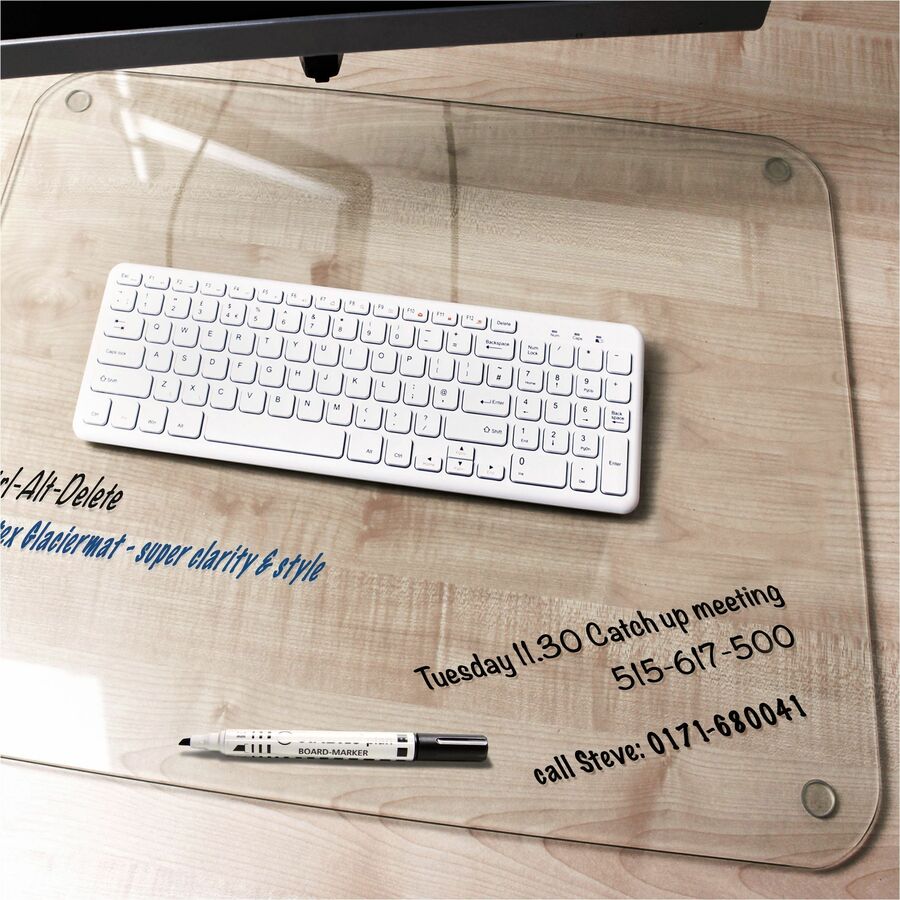 Glaciermat Glass Desk Pad - 20" x 36" - Clear Rectangular Glass Desk Pad - 36" L x 20" W x 0.2" D