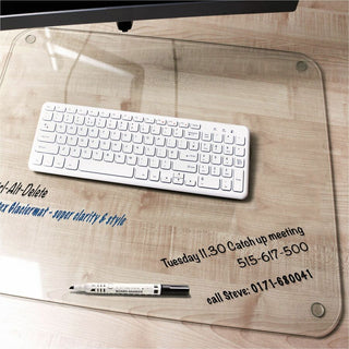 Glaciermat Glass Desk Pad - 20" x 36" - Clear Rectangular Glass Desk Pad - 36" L x 20" W x 0.2" D
