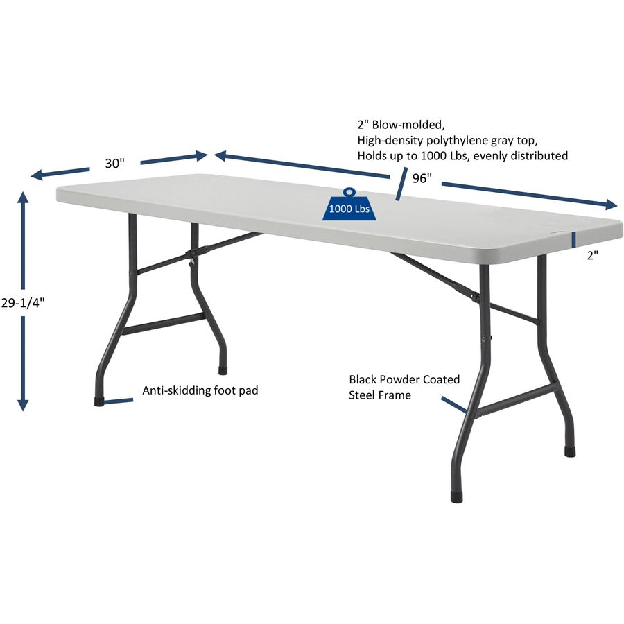 lorell-extra-capacity-ultra-lite-folding-table-for-table-toplight-gray-top-dark-gray-base-750-lb-capacity-x-96-table-top-width-x-30-table-top-depth-2925-height-gray-1-each_llr12348 - 8