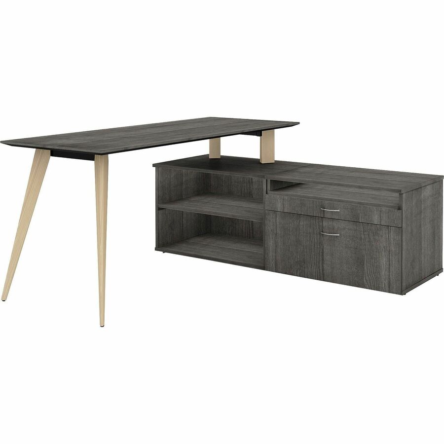 Lorell Relevance Series Tabletop - 59.9" x 23.6" x 1" Table Top - Straight Edge - Finish: Charcoal, Laminate