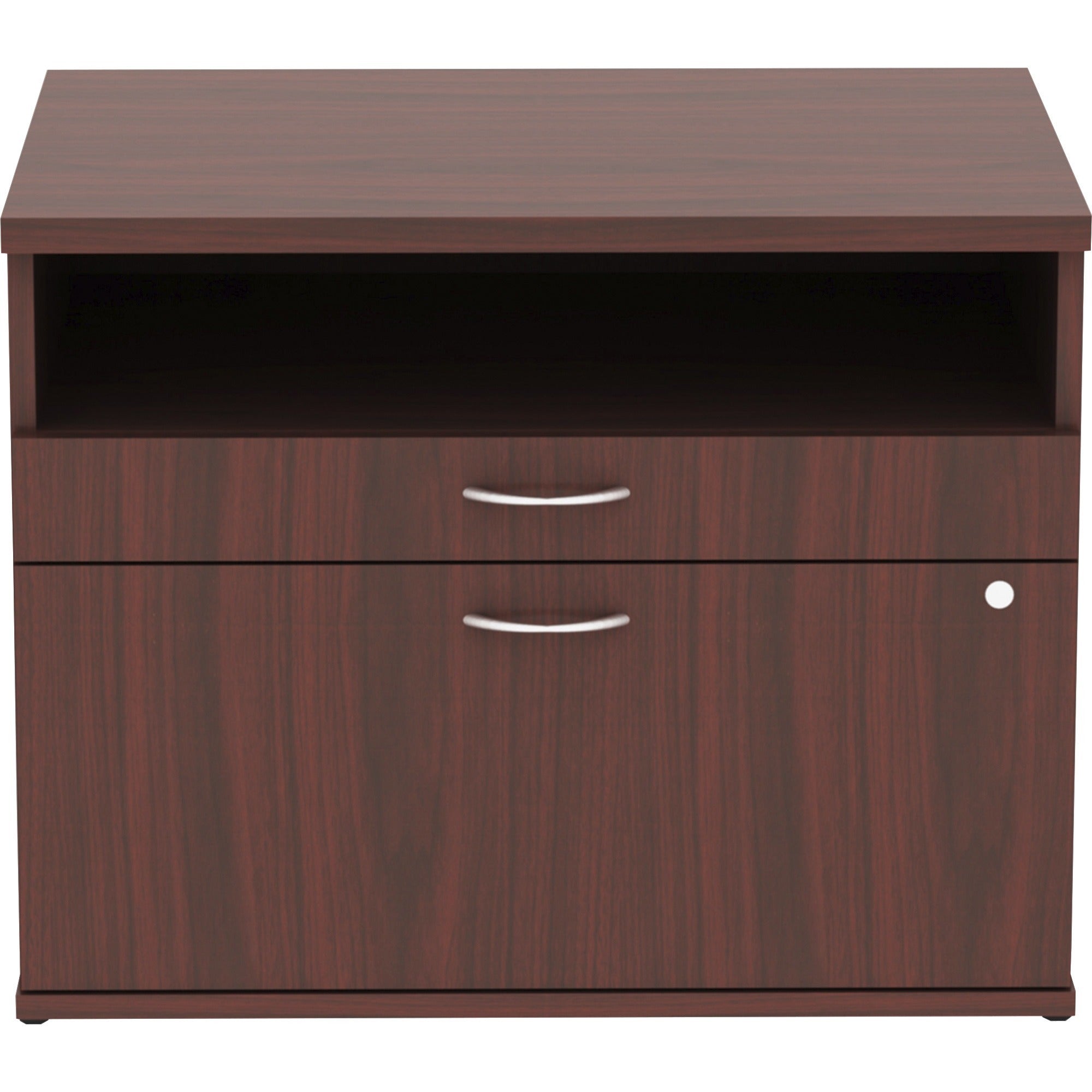 lorell-relevance-series-2-drawer-file-cabinet-credenza-w-open-shelf-295-x-22231-2-x-file-drawers-1-shelves-finish-mahogany-laminate_llr16212 - 2