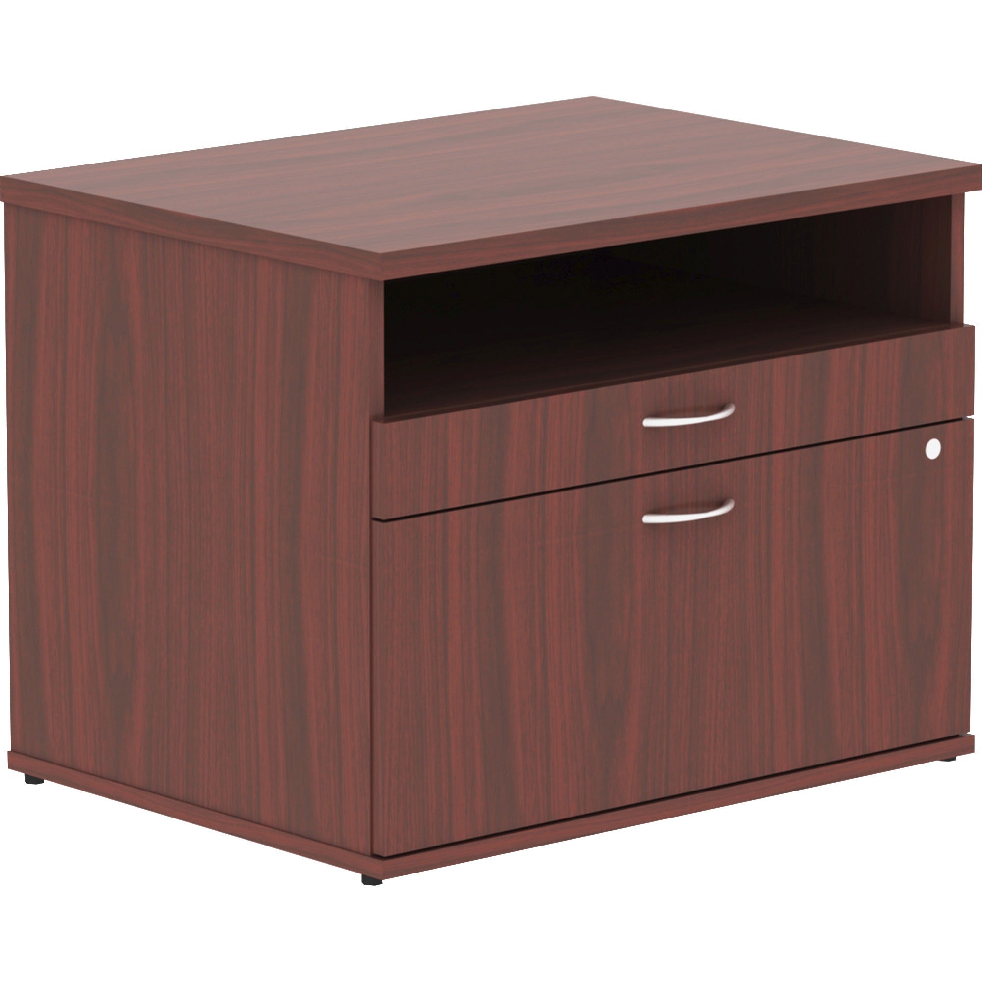 lorell-relevance-series-2-drawer-file-cabinet-credenza-w-open-shelf-295-x-22231-2-x-file-drawers-1-shelves-finish-mahogany-laminate_llr16212 - 1