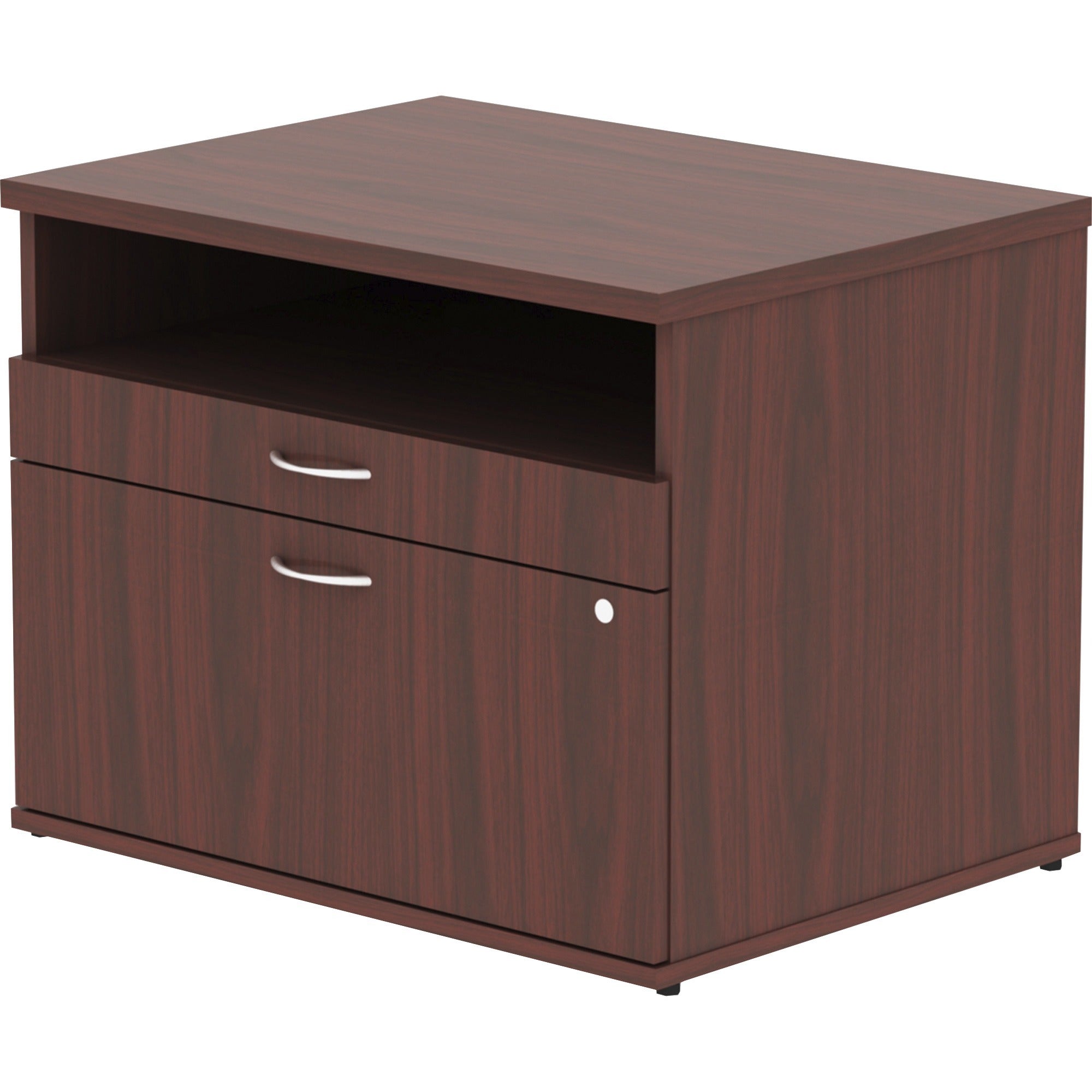 lorell-relevance-series-2-drawer-file-cabinet-credenza-w-open-shelf-295-x-22231-2-x-file-drawers-1-shelves-finish-mahogany-laminate_llr16212 - 3