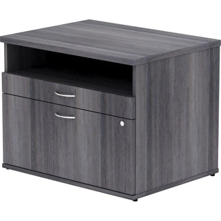 Lorell Relevance Series 2-Drawer File Cabinet Credenza w/Open Shelf - 29.5" x 22"23.1" - 2 x File Drawer(s) - 1 Shelve(s) - Finish: Charcoal, Laminate