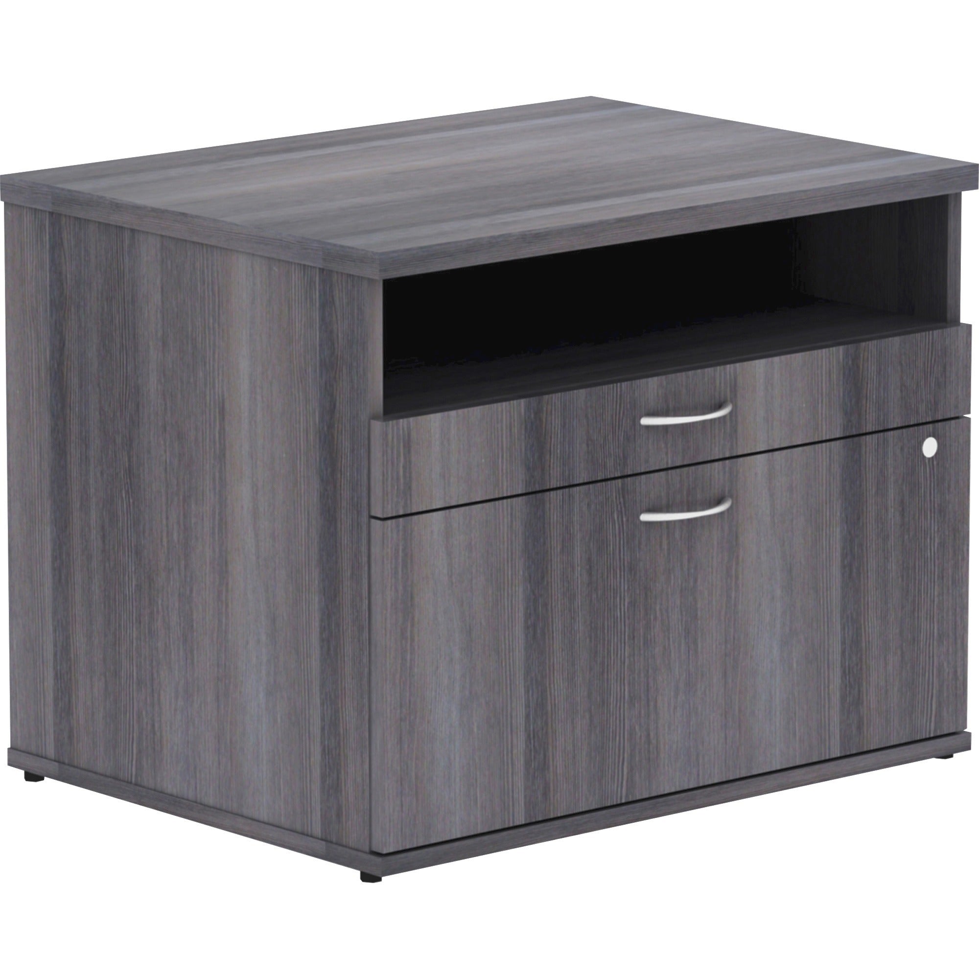 lorell-relevance-series-2-drawer-file-cabinet-credenza-w-open-shelf-295-x-22231-2-x-file-drawers-1-shelves-finish-charcoal-laminate_llr16213 - 1
