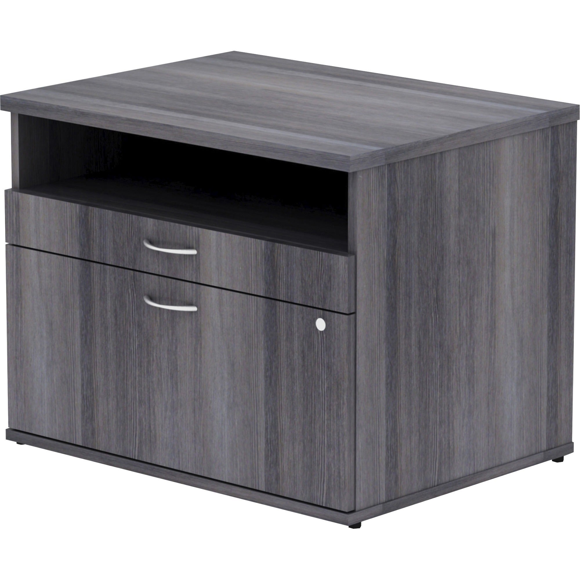 lorell-relevance-series-2-drawer-file-cabinet-credenza-w-open-shelf-295-x-22231-2-x-file-drawers-1-shelves-finish-charcoal-laminate_llr16213 - 3