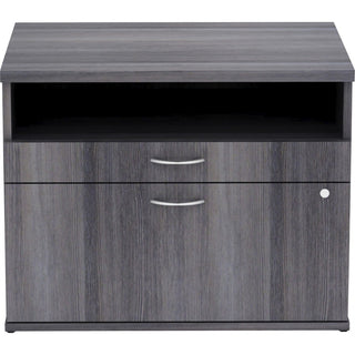 Lorell Relevance Series 2-Drawer File Cabinet Credenza w/Open Shelf - 29.5" x 22"23.1" - 2 x File Drawer(s) - 1 Shelve(s) - Finish: Charcoal, Laminate